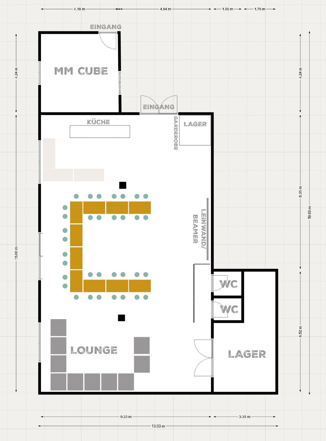 Raumplan Großer Seminarraum – U-Form